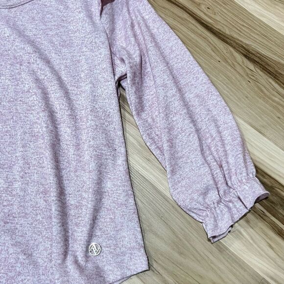 Adrienne Vittadini 3/4 Ruffle Sleeve Hacci Top Rhinestone Buttons Women’s Large - Picture 6 of 6